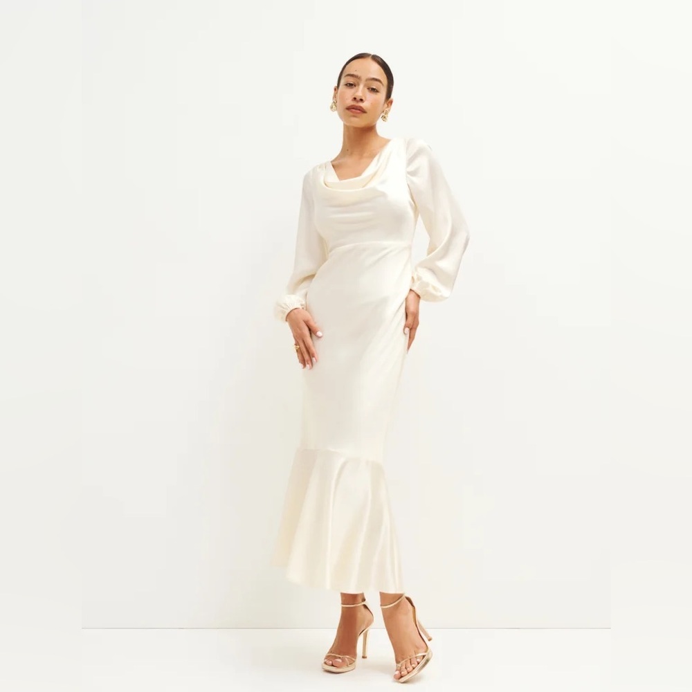 Reformation Lazaro Satin Dress - Ivory - Size 6